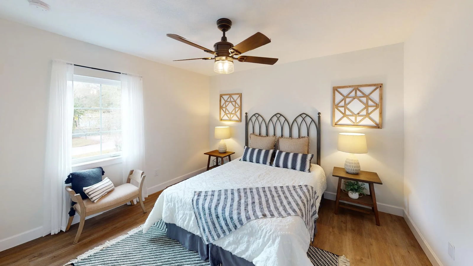 Lighted bedroom in a luxury home