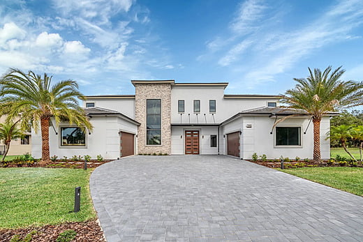 Modern mediterranean home driveway