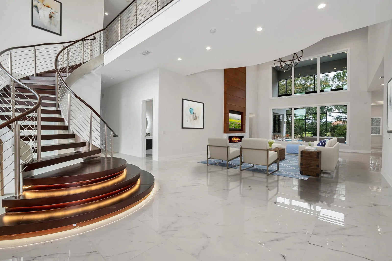 Staircase inside a luxury home