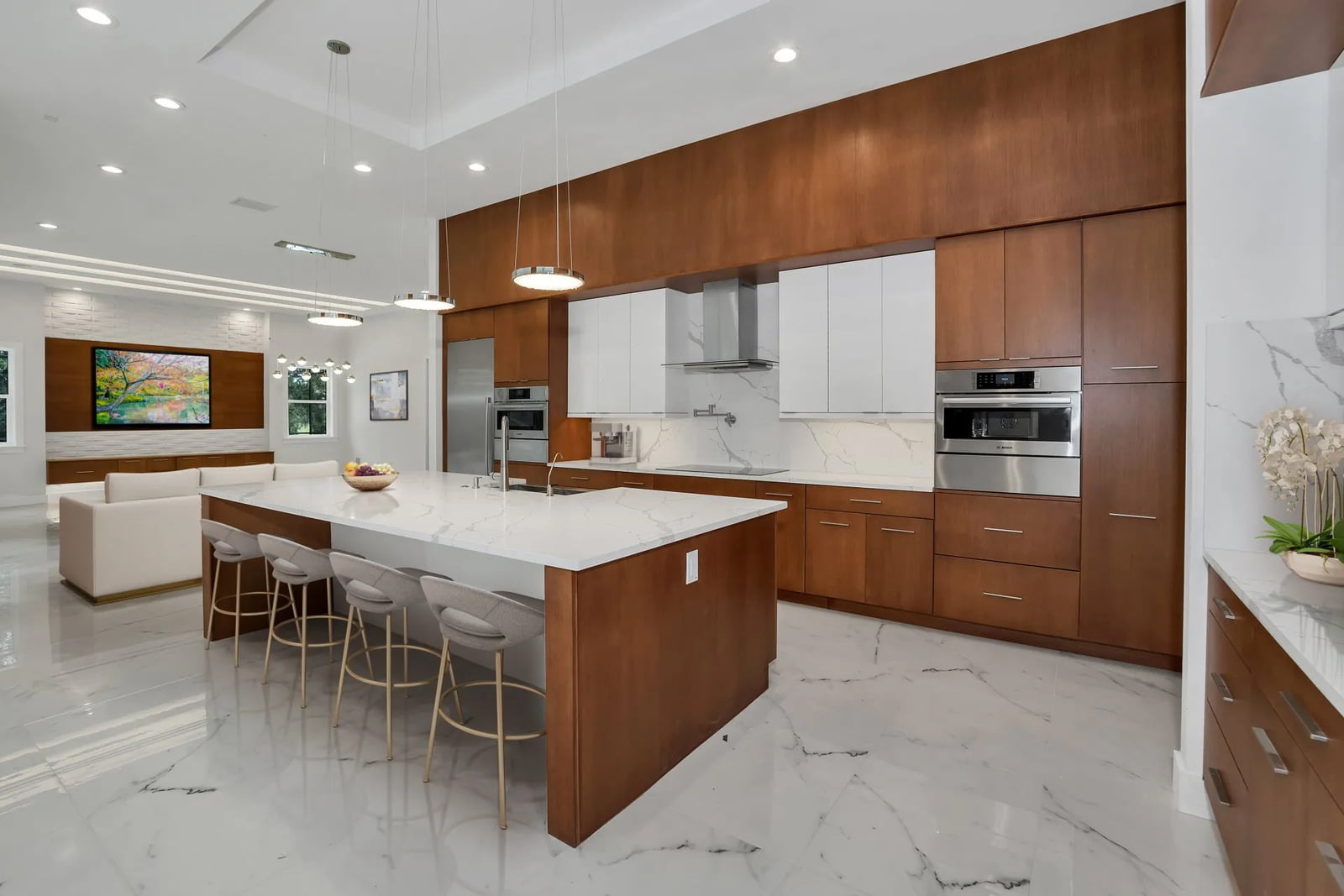 Kitchen area with seating in a luxury home in Tampa