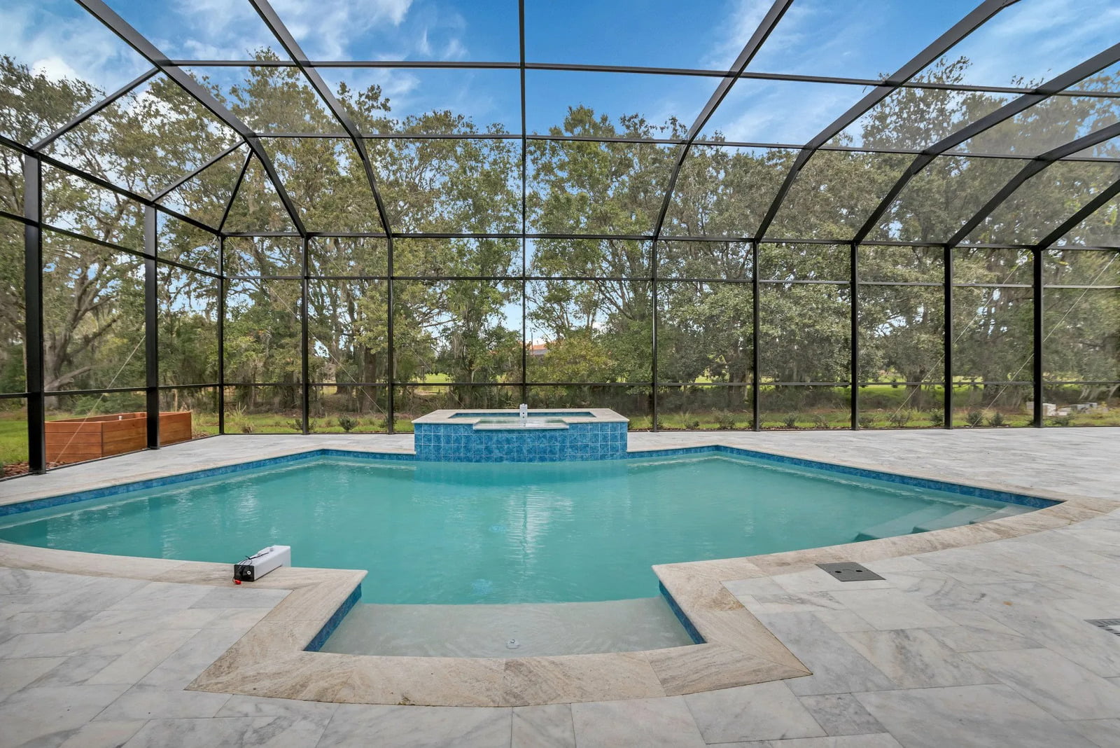 Outdoor pool area in luxury home