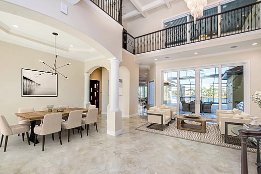 Living room in a traditional Mediterranean home in Tampa