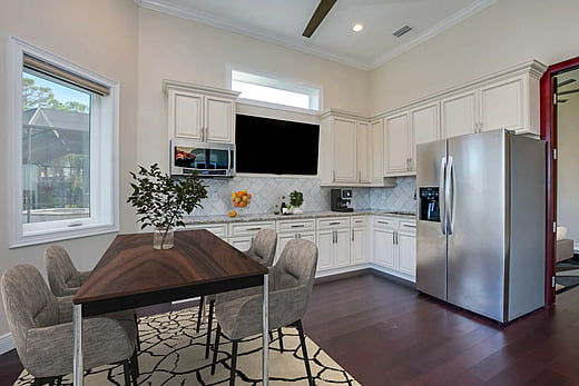 Kitchen and TV in a new home