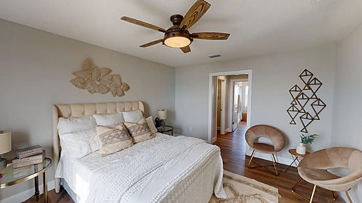 Bedroom in a Mediterranean style home