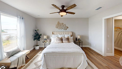 Bedroom with ceiling fan