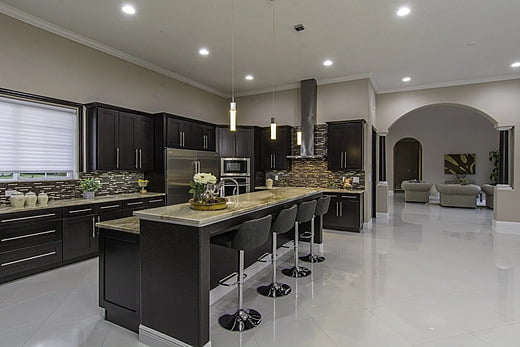 Kitchen seating in a transitional home in Tampa