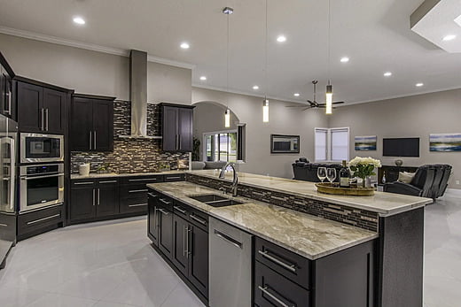 Kitchen area in a transitional home in Tampa