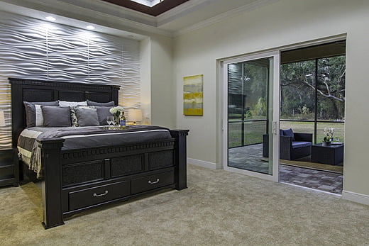 Bedroom in a new transitional home