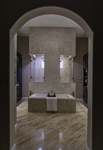 Bathtub in a new transitional home